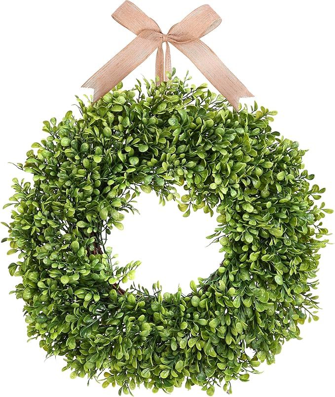 Greenery Boxwood Wreath - Munora 18 inches Christmas Wreath, Farmhouse Summer Front Door Wreath S... | Amazon (US)