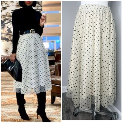 H&M white black lace Polka Dot Midi Skirt- PRELOVED-SMALL | eBay US