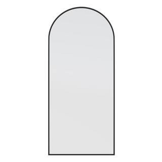 Glass Warehouse 30 in. x 67 in. Arch Leaner Dressing Stainless Steel Framed Wall Mirror in Black ... | The Home Depot