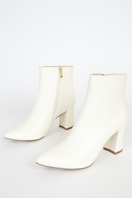Sarai Off White Pointed-Toe Ankle Booties | Lulus