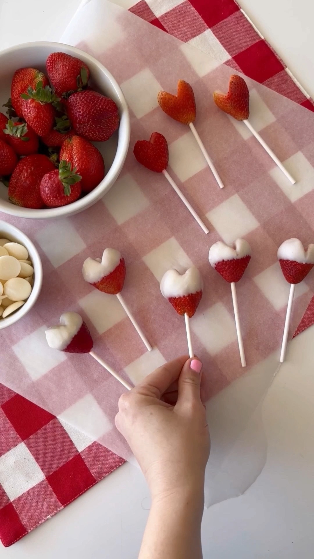 2-ingredient Strawberry Heart Pops are SO easy + it’s from my cookbook! 

Just cut strawberries into hearts, add a cake pop stick, and dip in white chocolate or candy melts and set on parchment paper. 🩷  Talk about an easy Valentine's Day treat! 

#LTKfoodie #LTKSeasonal #LTKmomlife