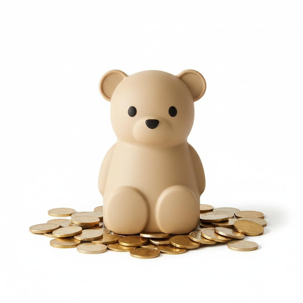 Neutral Silicone Teddy Bear Coin Bank for Kids, Baby, and Toddler. Unbreakable Piggy Bank for Kid... | Amazon (US)