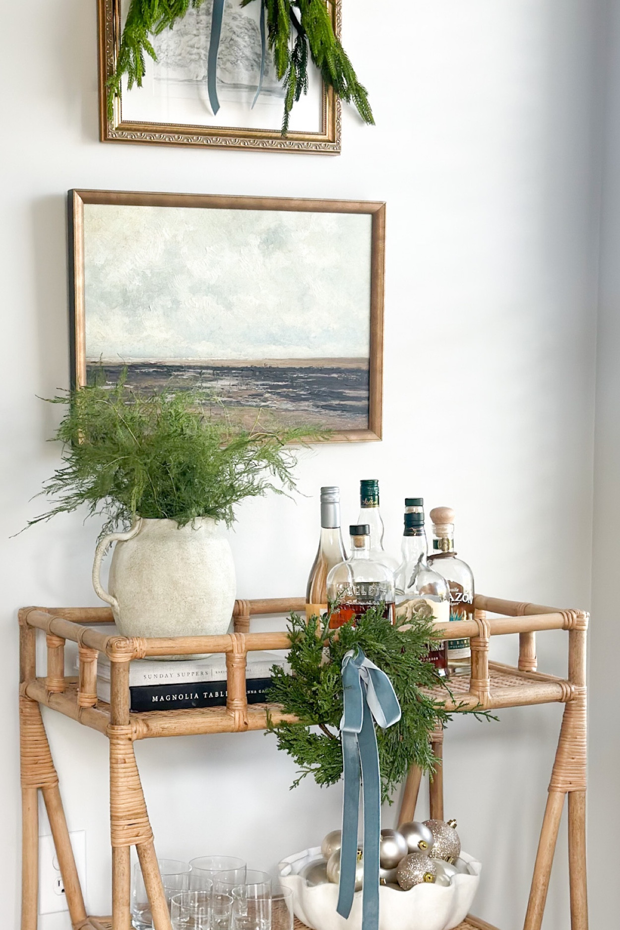 Holiday bar cart styling
Coastal Christmas 
Blue Christmas decor

#LTKhome #LTKHoliday #LTKSeasonal