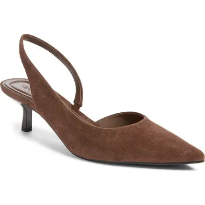 Open Edit Corina Slingback Half d'Orsay Pointed Toe Kitten Heel Pump in Red Pomegranate at Nordstrom, Size 9.5 | Nordstrom
