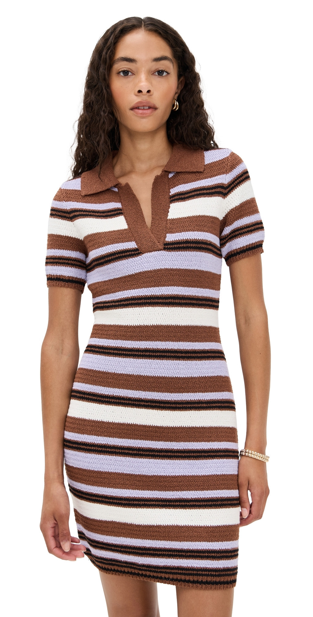 LE BOP Striped Boucle Mini Dress Toffee/Lilac L | Shopbop