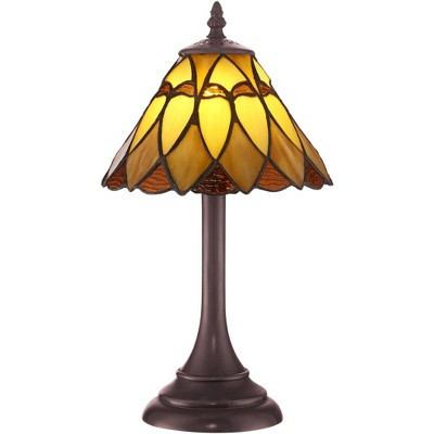 Robert Louis Tiffany Austin Mission Accent Table Lamp 14" High LED Warm Brown Amber Art Glass Shade for Bedroom Bedside Nightstand Office House Home | Target