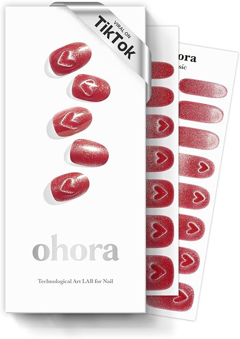 ohora Semi Cured Gel Nail Strips (N Magnetic Love) - Red, Magnet, Works with Any UV/LED Lamps, Sa... | Amazon (US)