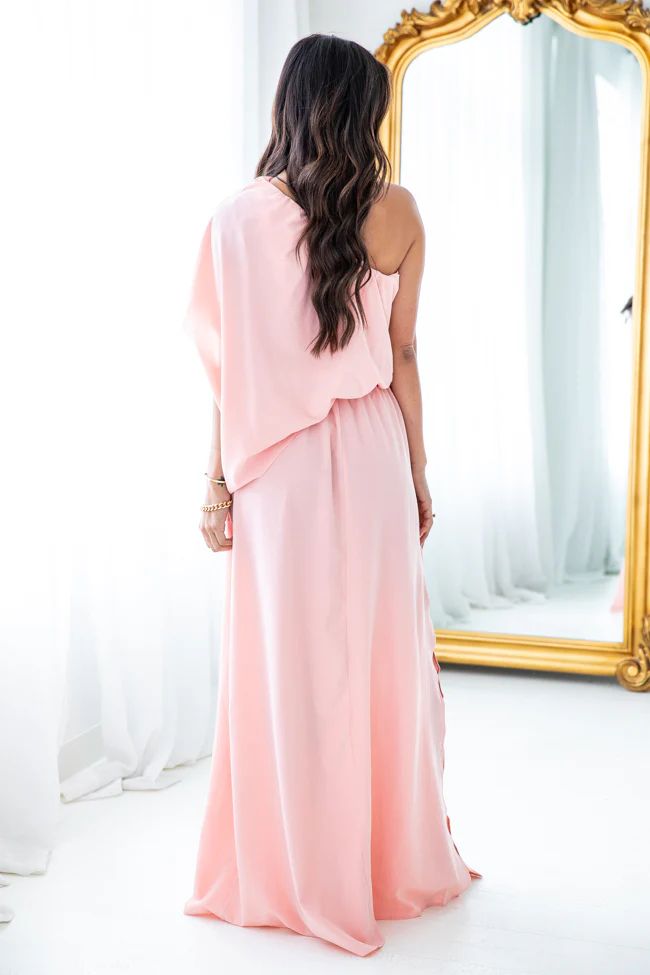 Found My Forever Blush One Shoulder Maxi Dress FINAL SALE | Pink Lily