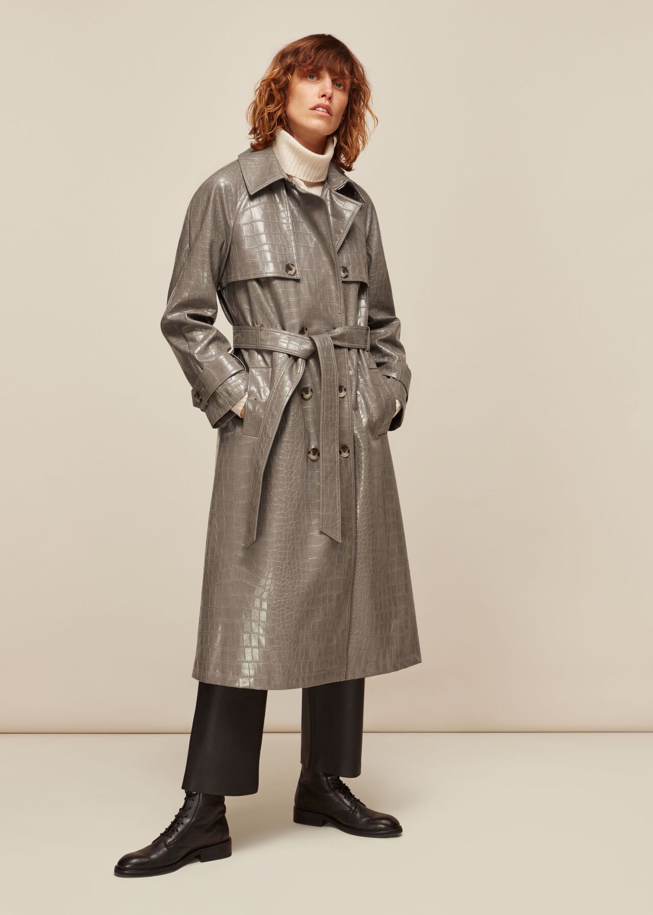 Croc Belted Trench Coat | Whistles