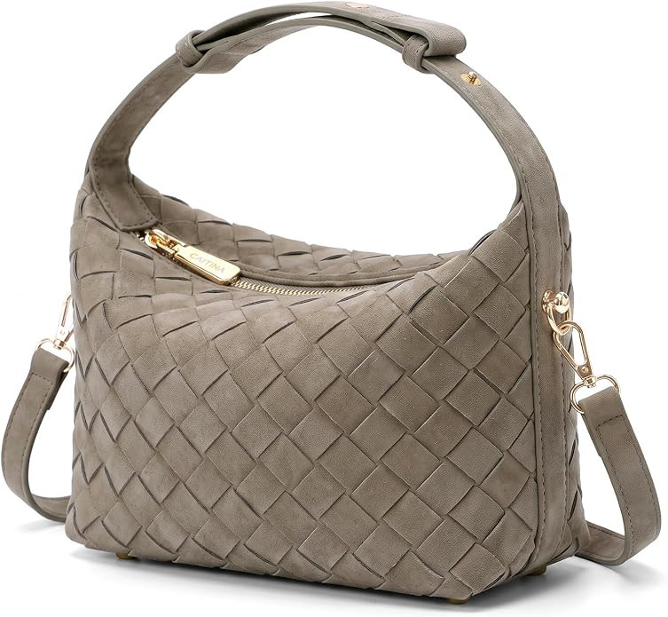 Woven Hobo Handbag for Women,Vintage Suede Leather Shoulder Bag with Adjustable Strap | Amazon (US)