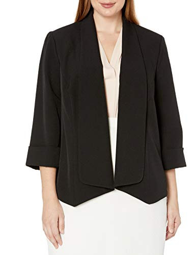 Kasper Plus-Size Drape Neck Cardigan-Style Blazer, Black, 14W | Amazon (US)