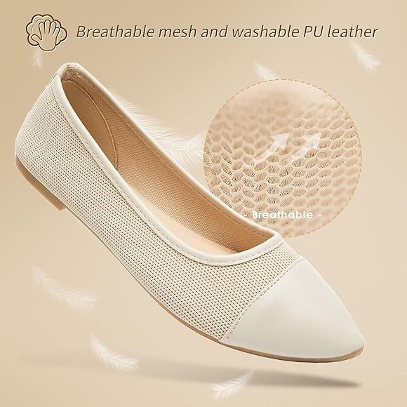 POVOGER Women's Pointed Toe Flats Womens Dressy Ballet Flats Foldable Low Heel Dress Shoes Comfortab | Amazon (US)