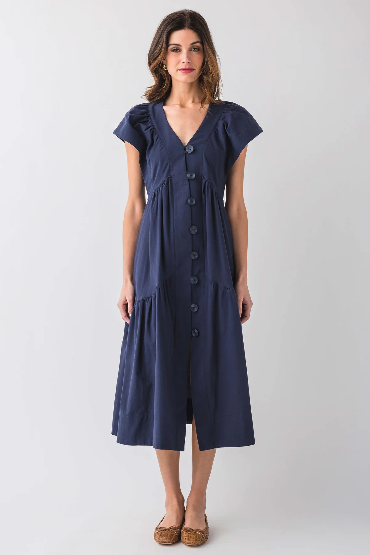 Fate V-Neck Maxi Dress with Large Swirl Buttons | Social Threads