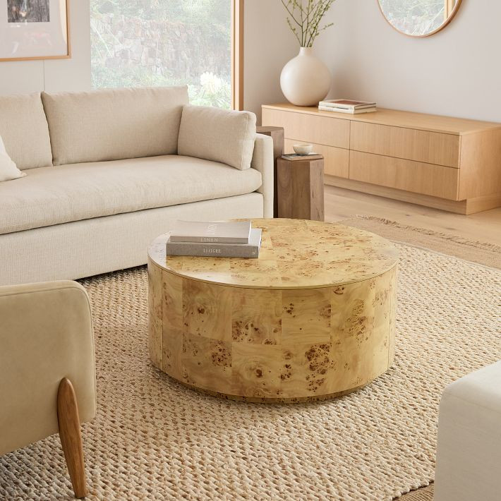 Volume Round Drum Coffee Table (36") - Burl | West Elm (US)
