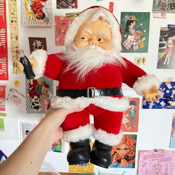 Cute Vintage Santa Claus With Coca-cola Rubber Face Plush Toy | Etsy | Etsy (US)