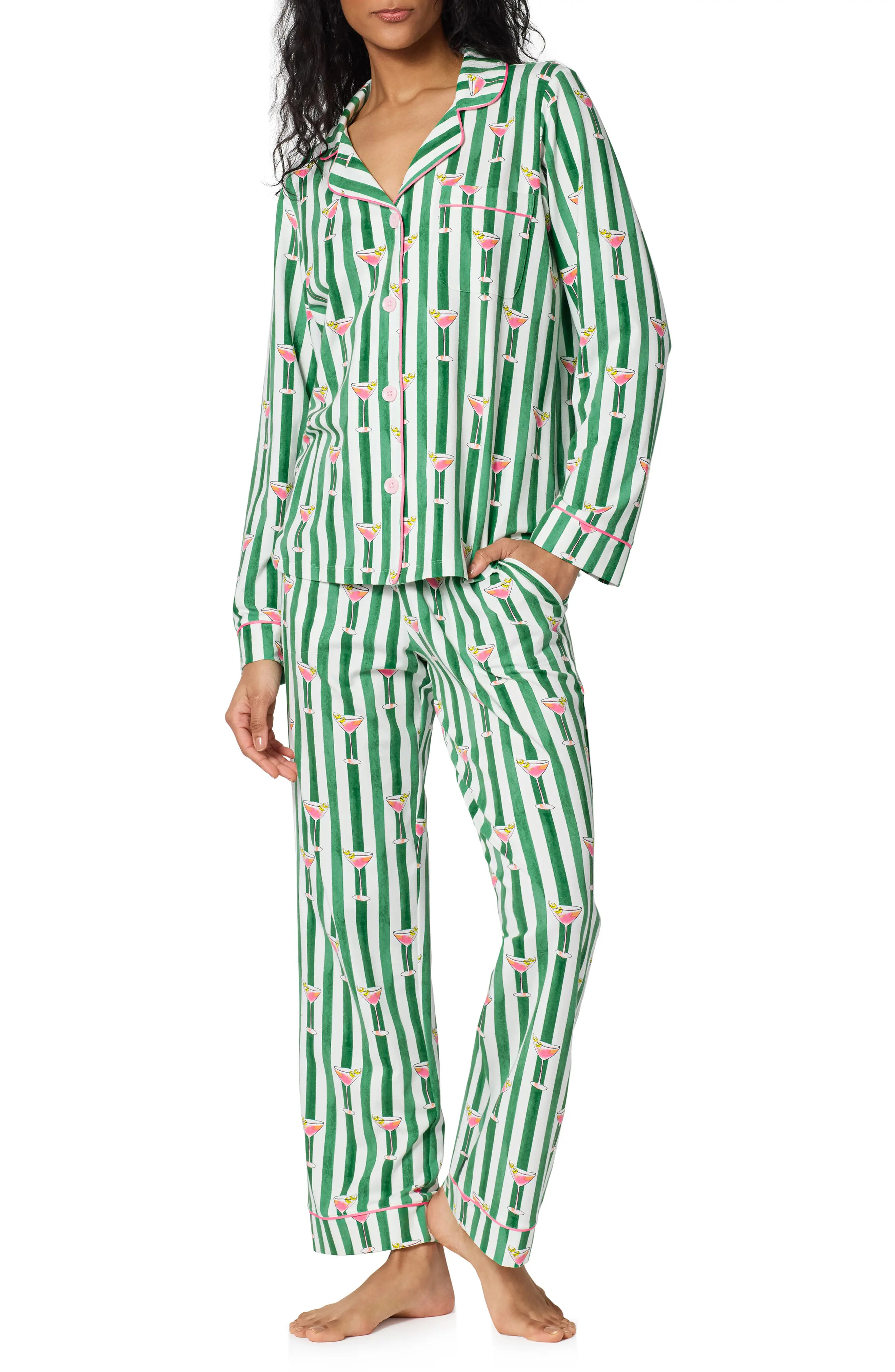Print Stretch Organic Cotton Pajamas (Women) | Nordstrom | Nordstrom