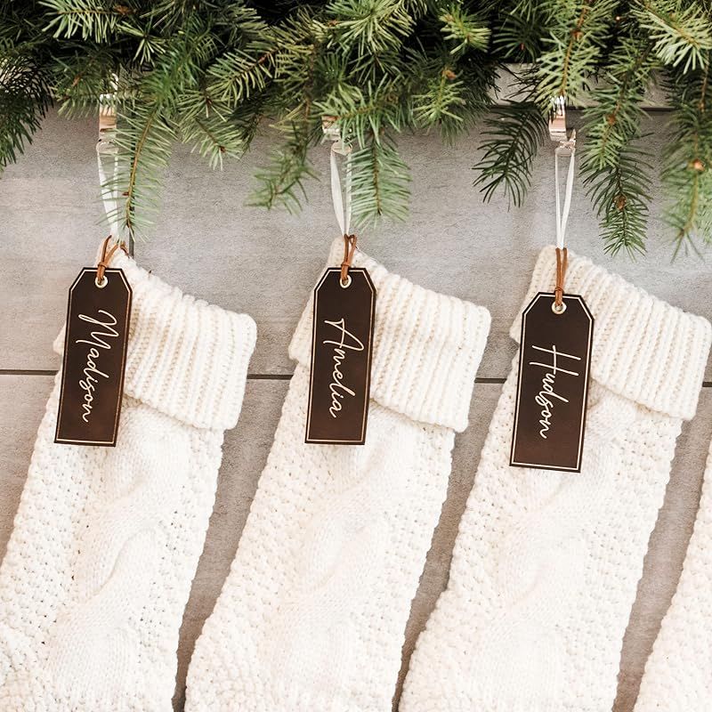 Personalized Christmas Stocking Tags - Leather Name Tag | Amazon (US)