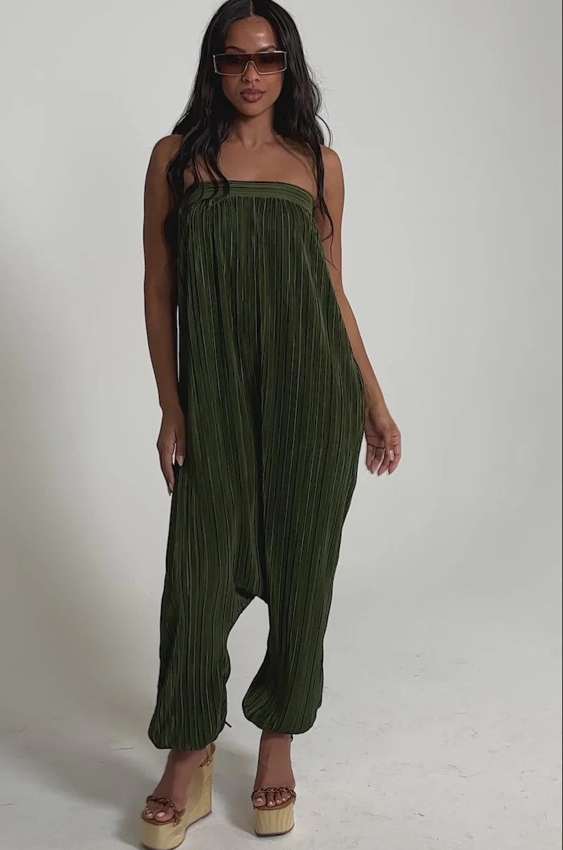 FROM THE CITY DROP CROTCH JUMPSUIT IN OLIVE | AKIRA