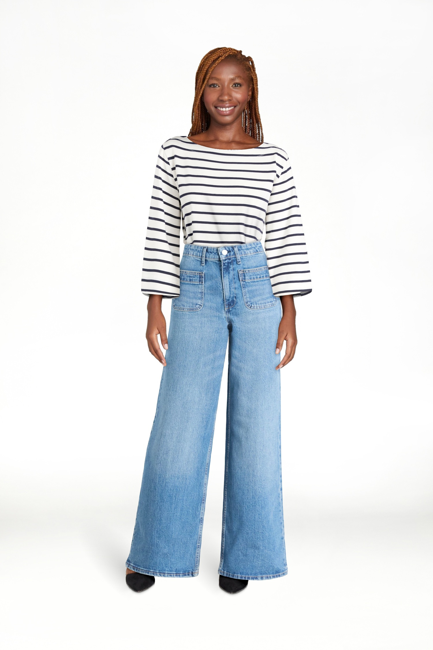 Free Assembly Women's and Women's Plus Wide Leg Jeans with Patch Pockets, 30", 32", and 34" Insea... | Walmart (US)