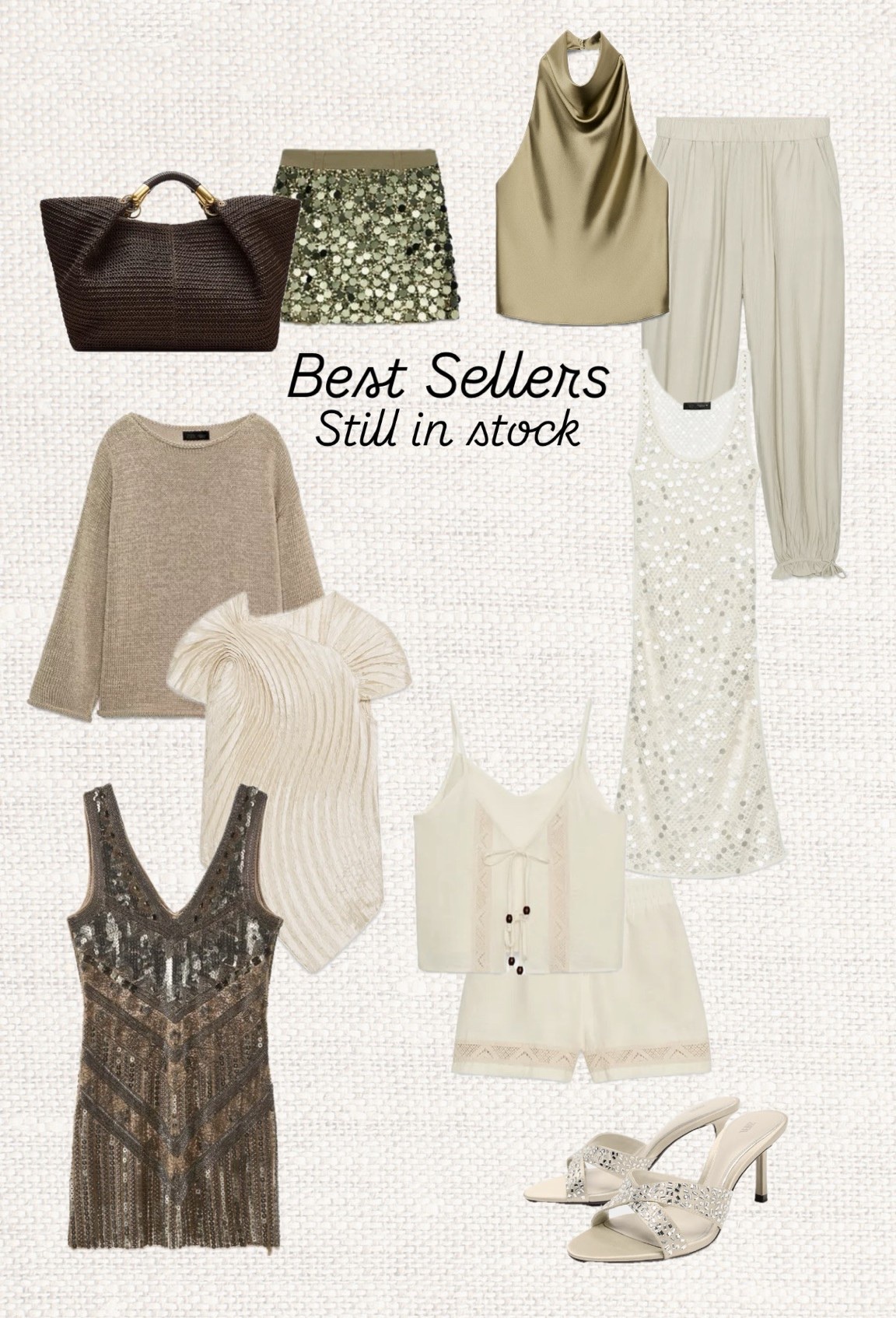 ✨ Neutral tones, subtle sparkle and elevated textures… these are the pieces everyone keeps adding to cart 🤍
Like this post to save it to your favourite folder and come back later to shop.

beige outfit, neutral style, cream outfit, sequin skirt, embellished dress, knit sweater, satin top, wide leg trousers, summer fashion, vacation outfit, resort wear, chic style, elegant outfit, capsule wardrobe, minimal style, holiday outfit, luxe fashion, trending fashion, best sellers, elevated basics 🤍✨👜👡🌿

#LTKeurope #LTKsummer #LTKtravel