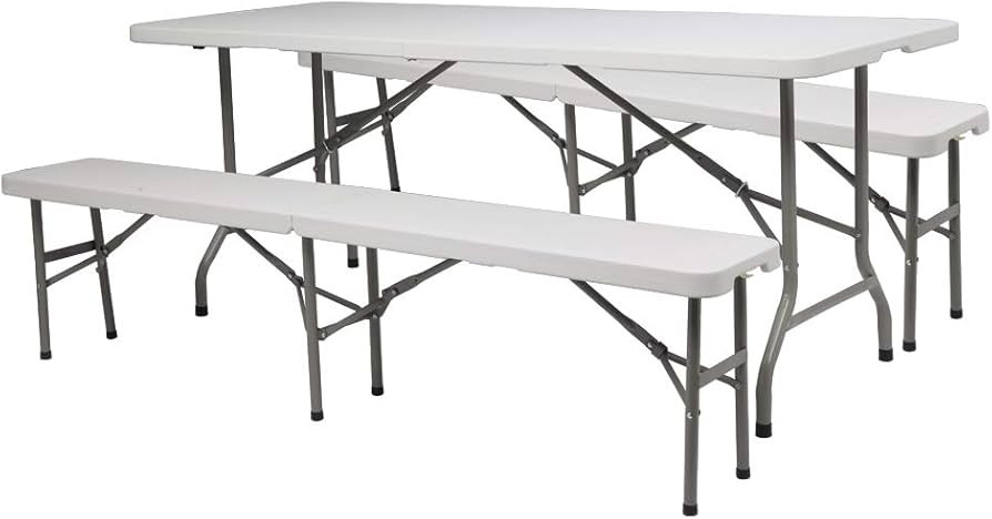 VINGLI 6 FT 3-Piece Portable Picnic Table Bench Set, Weather-Resistant Plastic Folding Camping Be... | Amazon (US)