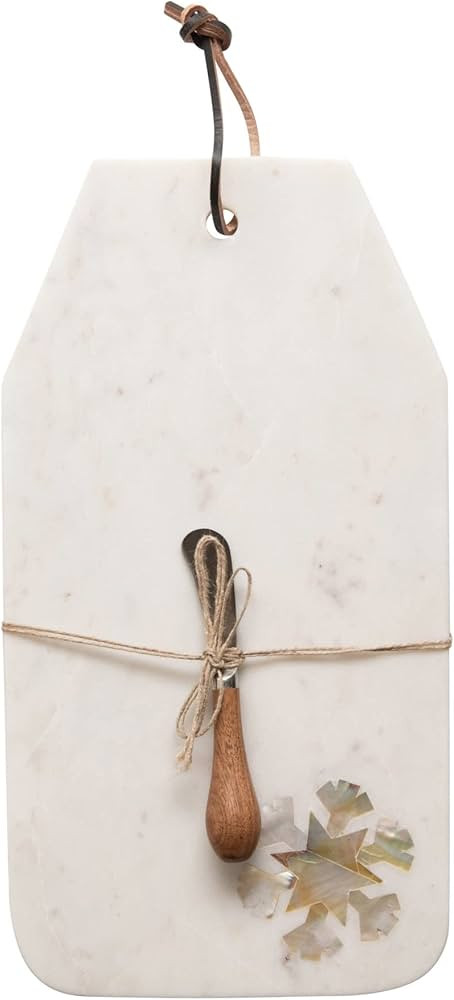 Creative Co-Op 16" L x 9" W Marble w/Mother of Pearl Snowflake Inlay & Wood Handle Canape Knife, ... | Amazon (US)