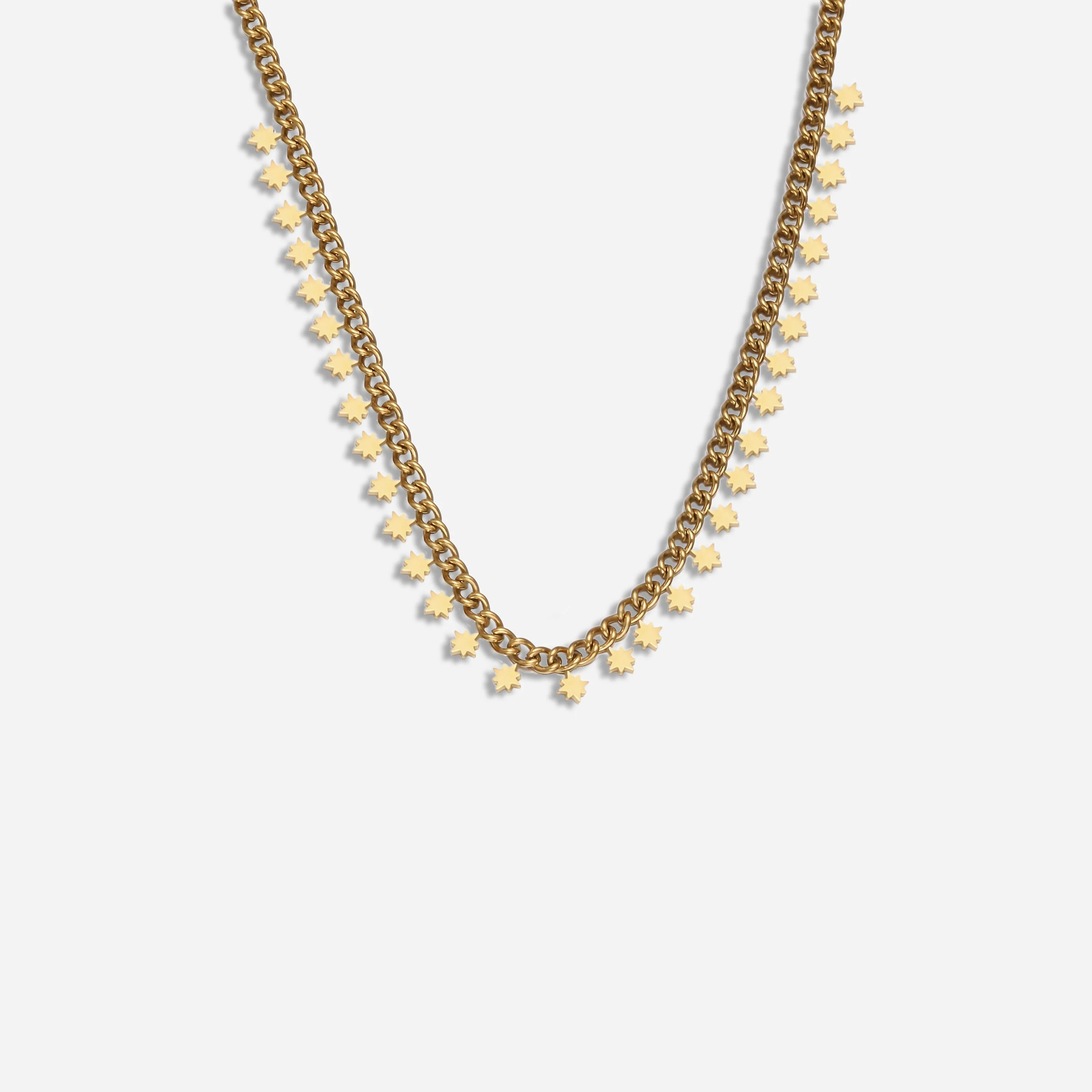 Starburst Gold Curb Chain Necklace | Victoria Emerson