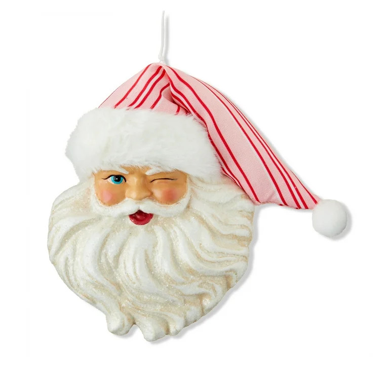 Winter Blush Santa Head Christmas Ornament, 5.12 in, by Holiday Time | Walmart (US)