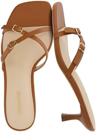 CUSHIONAIRE Women's Milan Kitten Heel Sandals +Memory Foam, Wide Widths Available | Amazon (US)