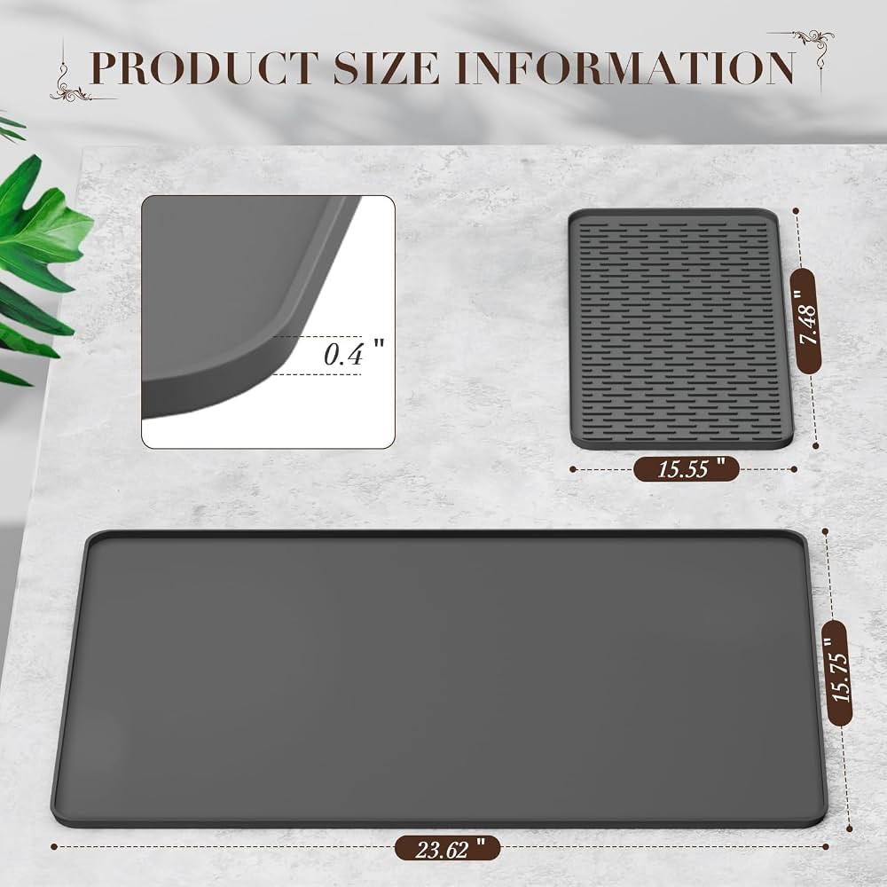 Silicone Coffee Mat,24''x16'' Coffee Bar Mat with Detachable Dish Drying Mat for Kitchen Countert... | Amazon (CA)