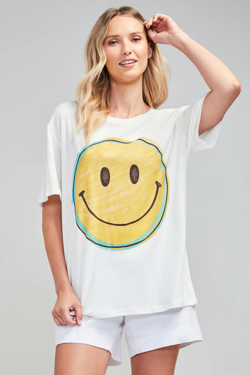 Always Happy Laurel Oversized Tee | Vanilla | Wildfox