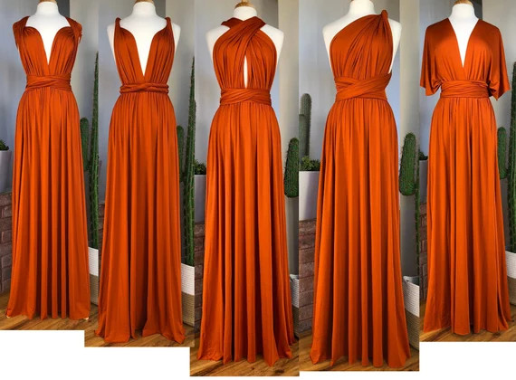 BURNT ORANGE Bridesmaid Dress/ CUSTOM LeNGTHS/ Convertible Dress / Infinity Dress/ Multiway Dress... | Etsy (US)