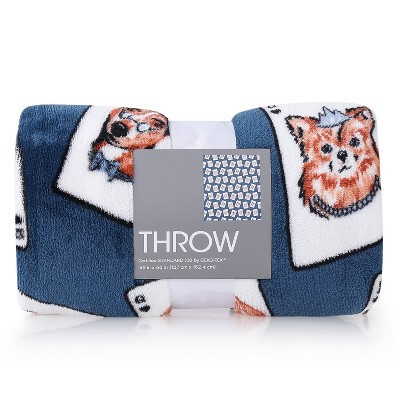 Dog Playing Cards Throw Blanket Blue | Target