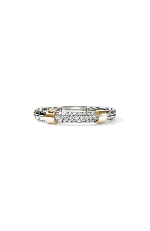John Hardy JH Essentials 14K Gold Ring, 3mm in Silver And Gold White Diamond at Nordstrom, Size 8 | Nordstrom