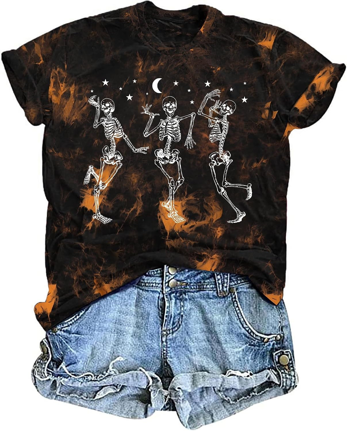 Dancing Skeleton Shirt for Women Happy Halloween T-Shirt Short Sleeve | Amazon (US)