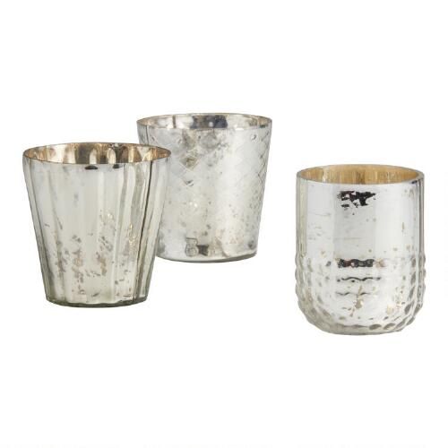 Silver Mercury Glass Votive Candleholders, Set of 3 | World Market
