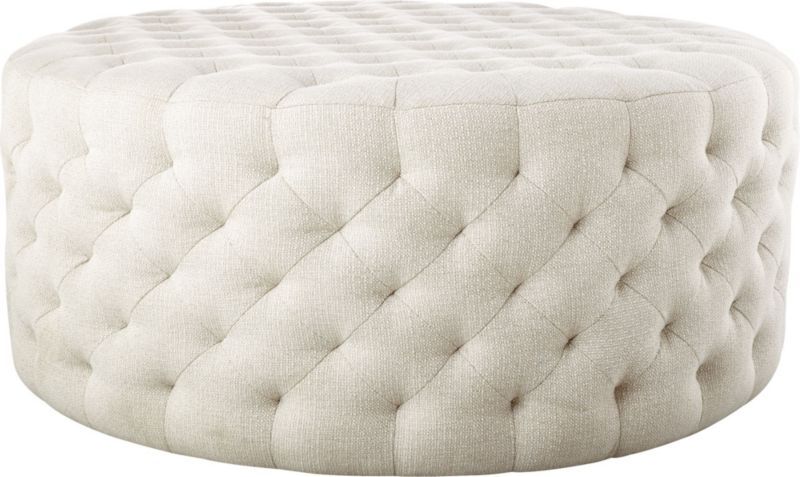 Natural Round Tufted Ottoman + Reviews | CB2 | CB2
