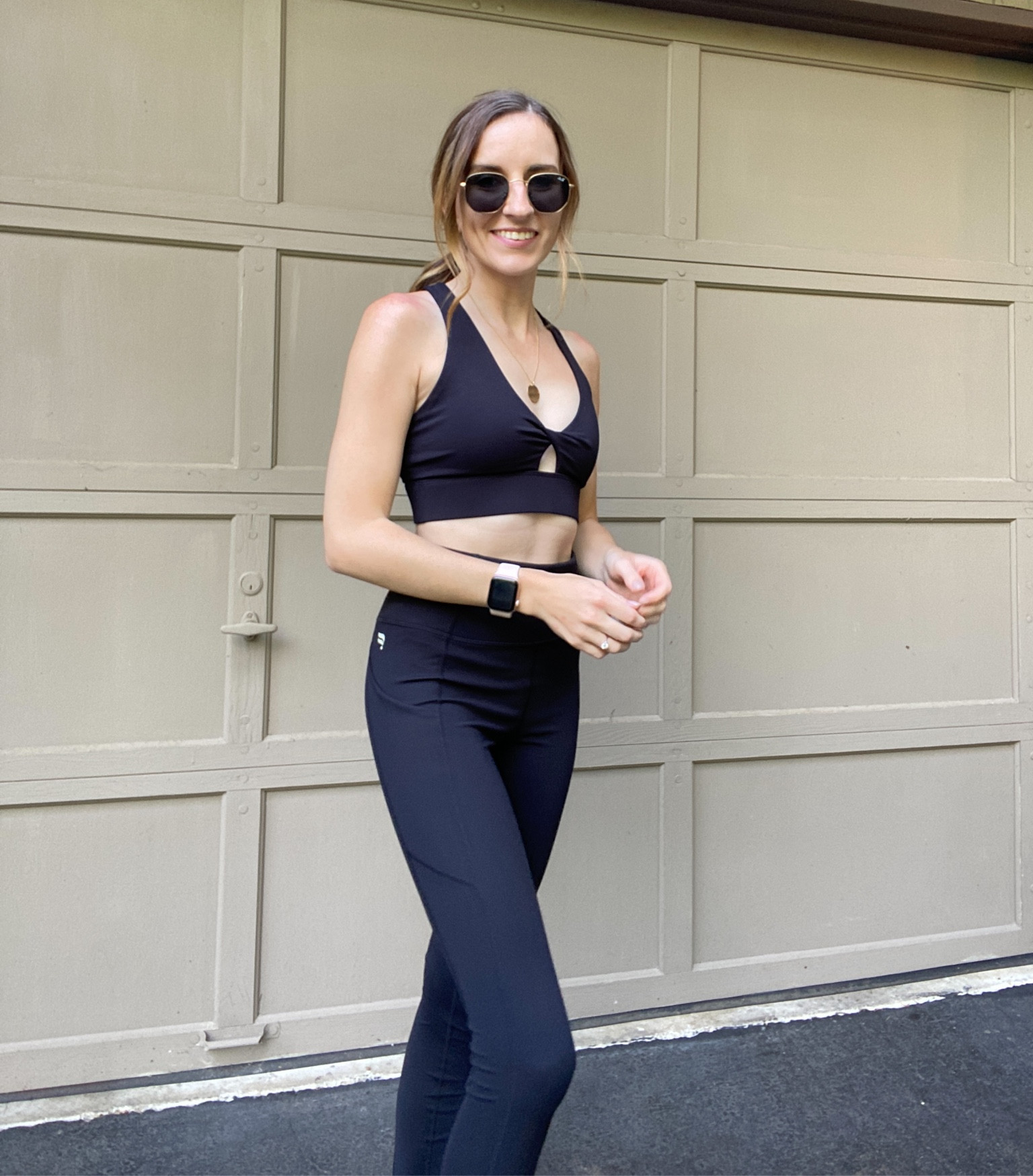 fabletics black workout set // twisted sports bra + oasis pocket leggings #fableticspartner #moveinfabletics #myfabletics 

#LTKunder100 #LTKsalealert #LTKFitness