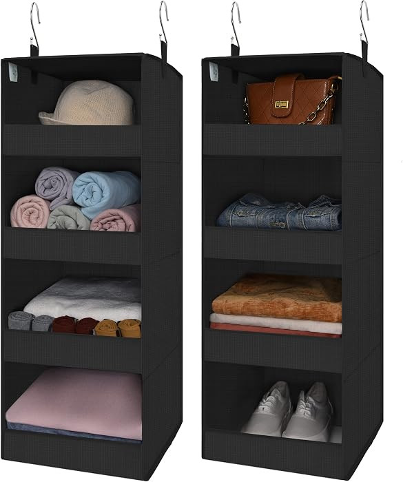GRANNY SAYS 4-Shelf Hanging Closet Organizer, Foldable Storage, Black | Amazon (US)