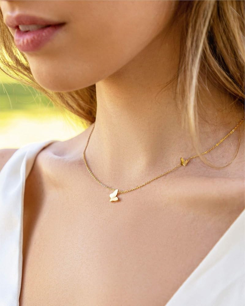 Gold Butterfly Necklace | 14k Gold Dipped Butterfly Necklaces for Women | Dainty Butterfly Jewelr... | Amazon (US)