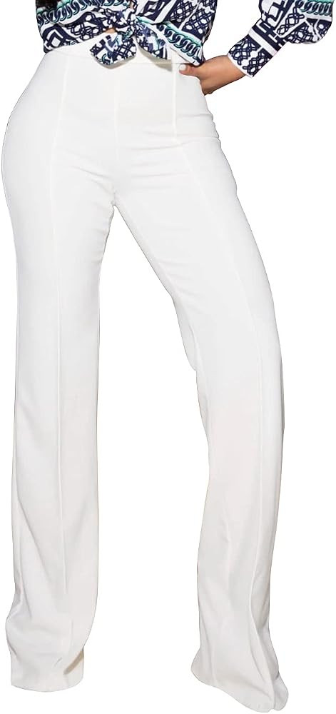 PINSV Women's High Waisted Stretchy Bootcut Pull On Dress Pants Casual Work Pants | Amazon (US)