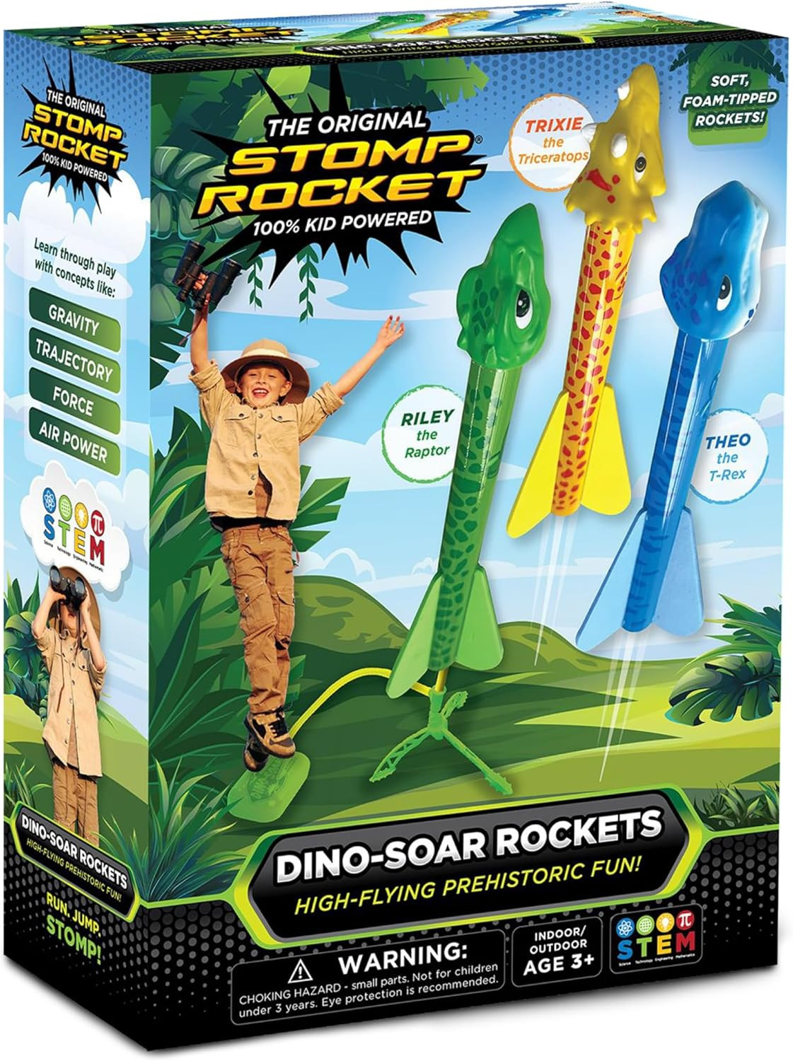 Stomp Rocket Dino-Soar Rocket Launcher for Kids - 3 Dinosaur-Themed Rockets - Fun Backyard & Outd... | Amazon (US)