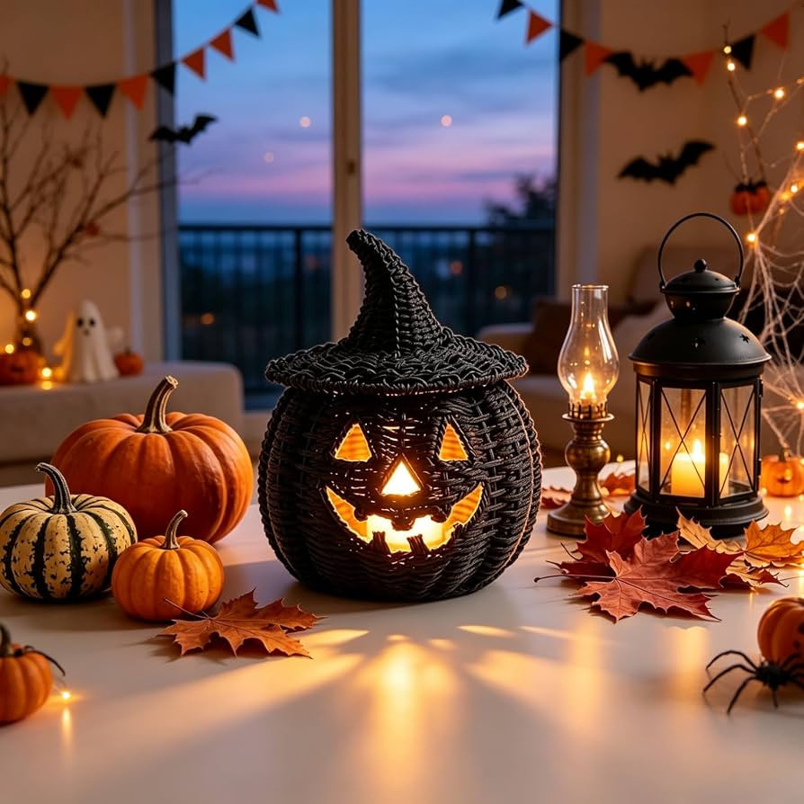 Environmental Lantern Candle Holder with LED Light for Home Shelf Fall Party Decorations | Amazon (CA)