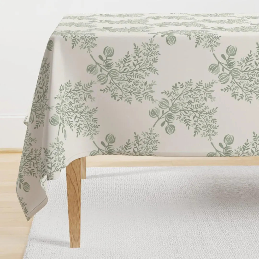 Cottagecore Tablecloth Emma Floral Green by Danika_herrick Floral Bouquet Watercolor Botanical Co... | Etsy (US)