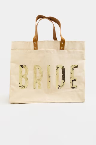Kaitlyn Sequence Bridal Canvas Tote | Francesca's