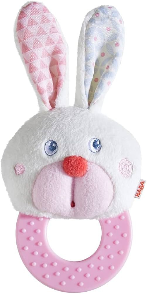 HABA Chomp Champ Bunny Teether - with Crinkle Ears and Plastic Teething Ring for Babies from Birt... | Amazon (US)