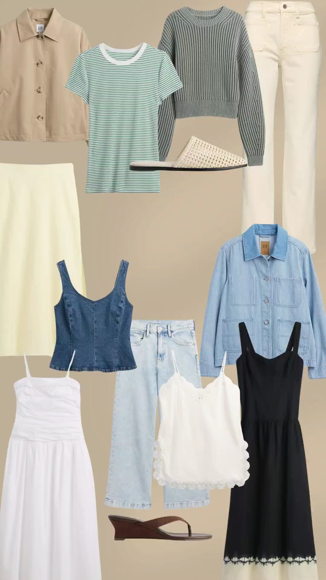 Gap spring style. Style inspiration. Lace cami. Linen skirt. Denim top. White denim. Midi dress. Cropped trench. Barrel jeans 

#LTKSaleAlert #LTKSeasonal