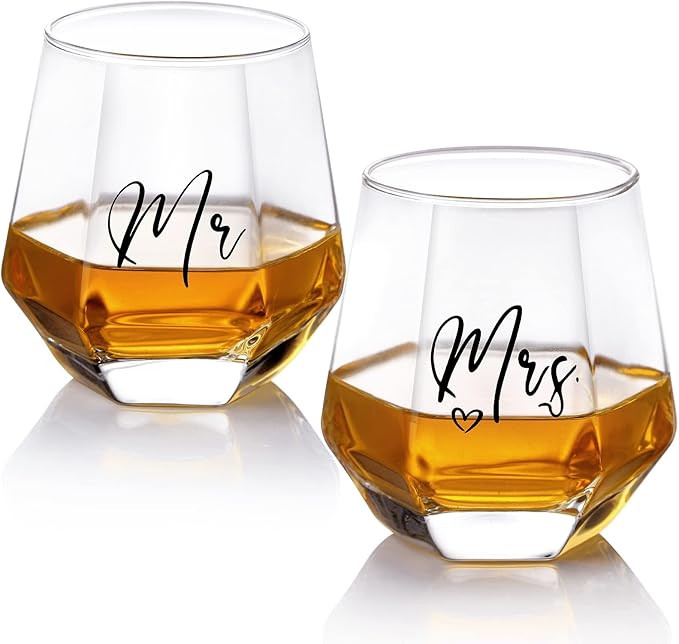 Mr and Mrs Wine Glasses Gifts,Wedding Gifts for Bride and Groom -Gifts for Bridal Shower Engageme... | Amazon (US)
