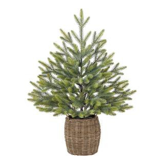 Home Accents Holiday 30 in Green Fir Tabletop Artificial Christmas Tree with Wicker Basket-21GR99... | The Home Depot