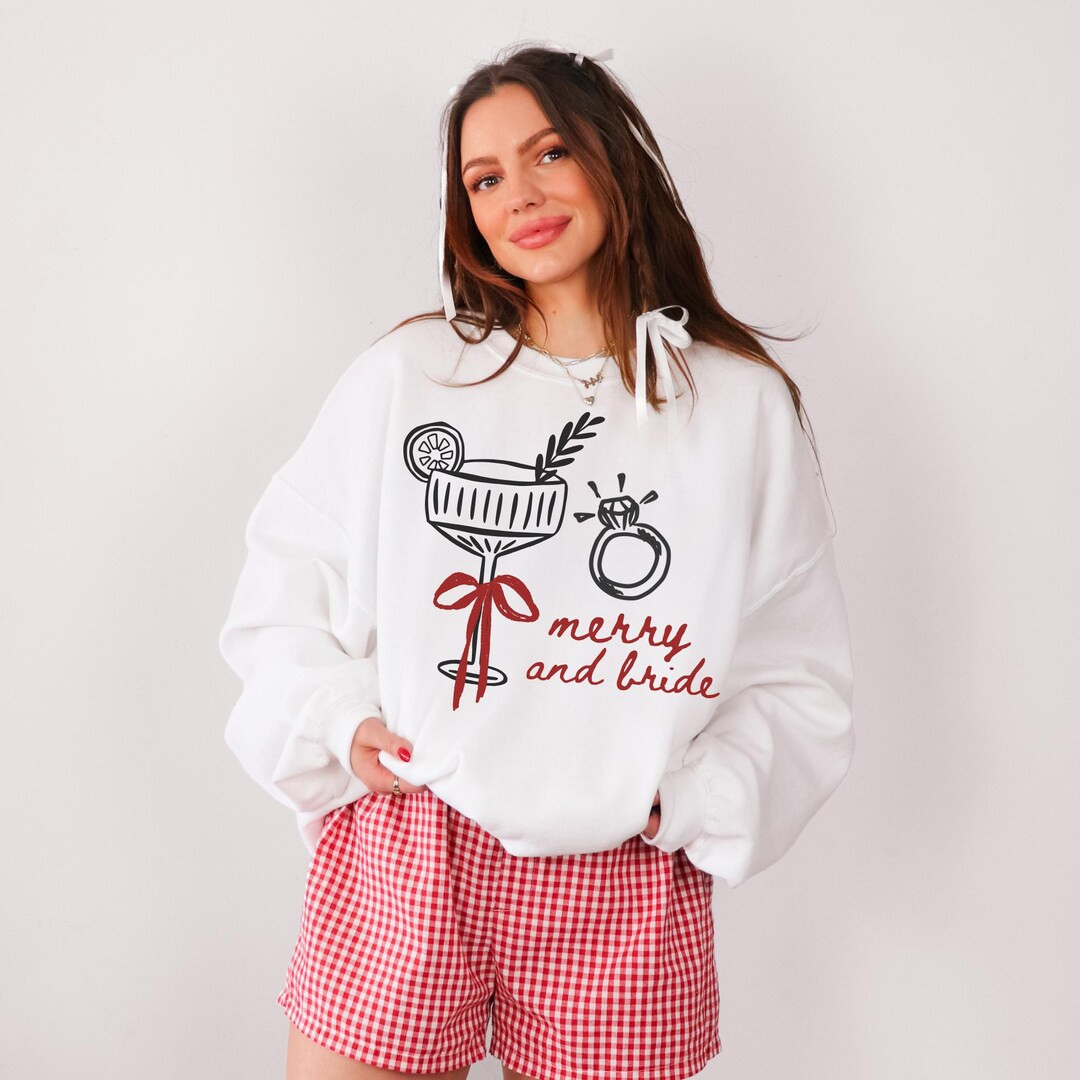 Merry and Bride Sweatshirt Christmas Bride Crewneck Trendy Holiday Future Mrs Sweatshirt Christma... | Etsy (US)